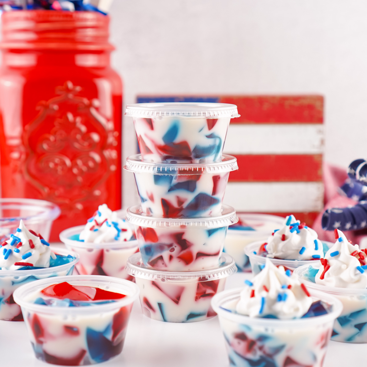 Easy Stained Glass Red White & Blue Jello Shots Recipe
